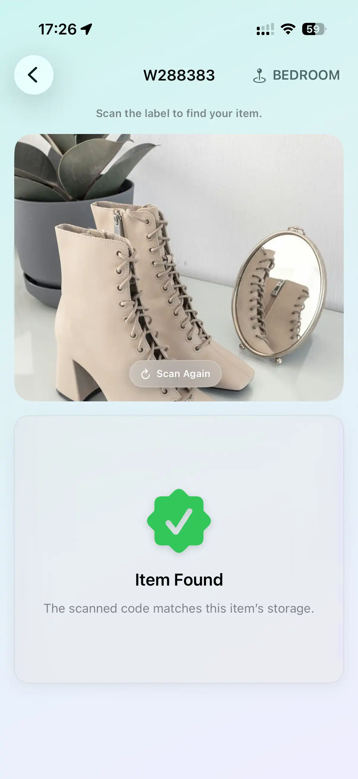 WatInside item found confirmation